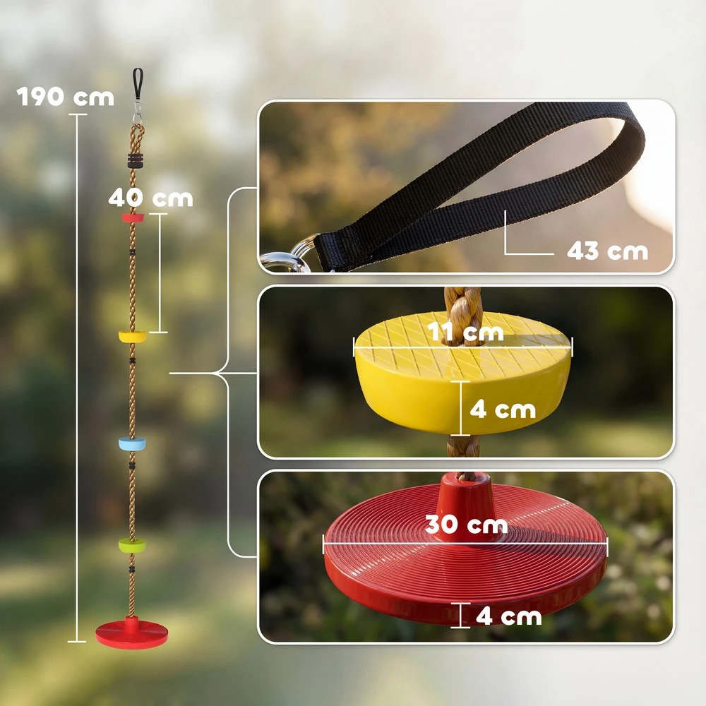 Aosom Laipiojimo virvės sūpynės su platforma 190 cm Raudona
