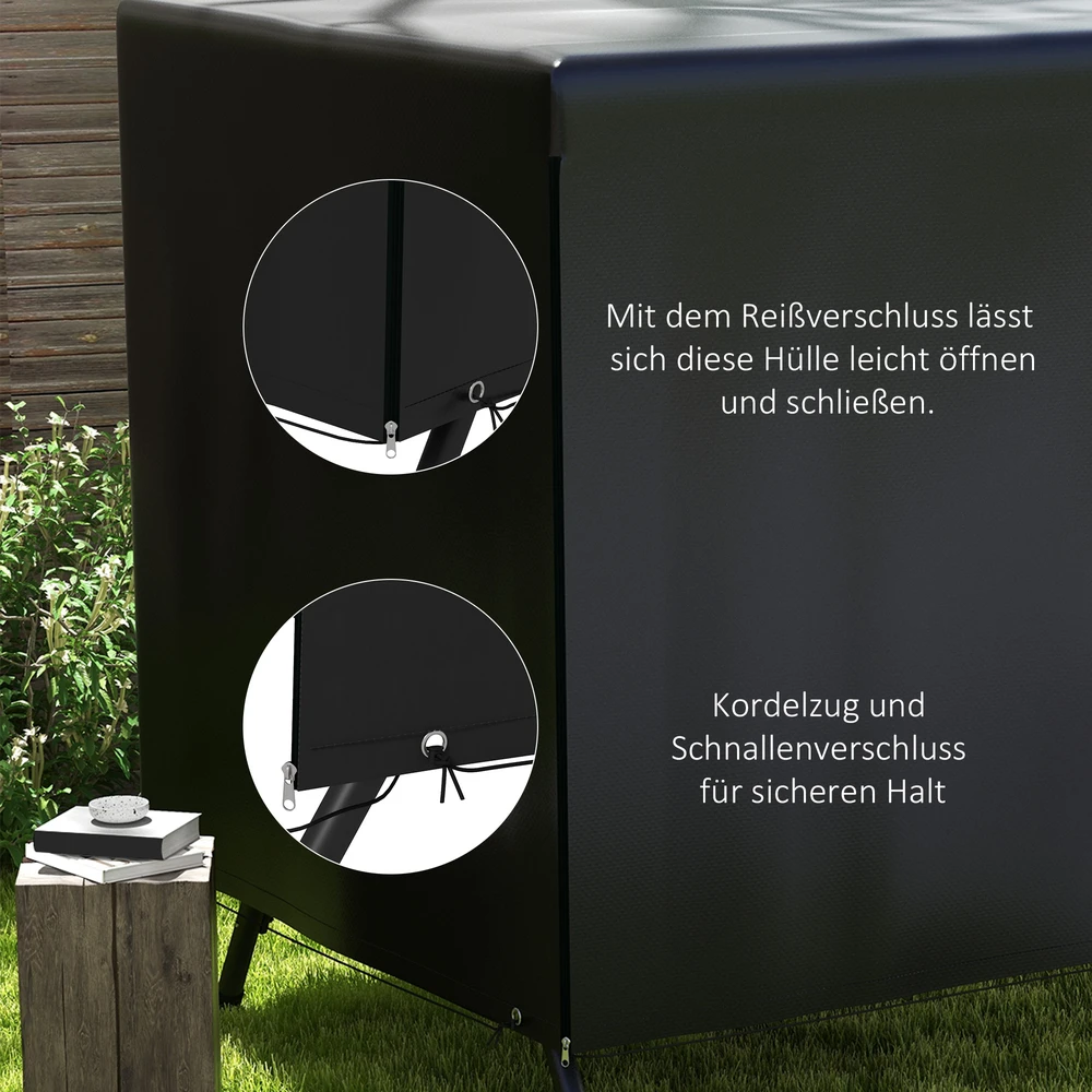 Aosom Lauko baldų uždangalas 215x155x150 cm Juodas Polietilenas