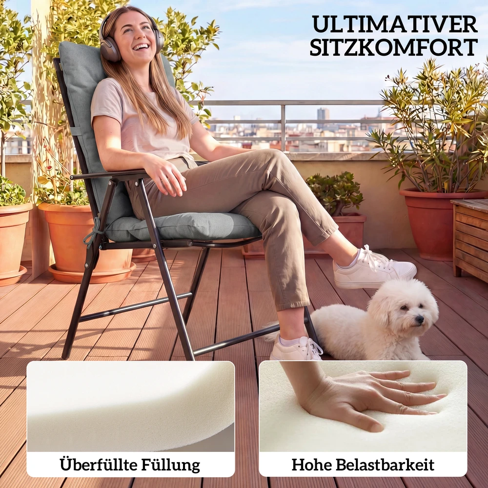 Aosom Lauko sėdynės pagalvėlė su atlošu 120x50x8 cm šviesiai pilka poliesteris