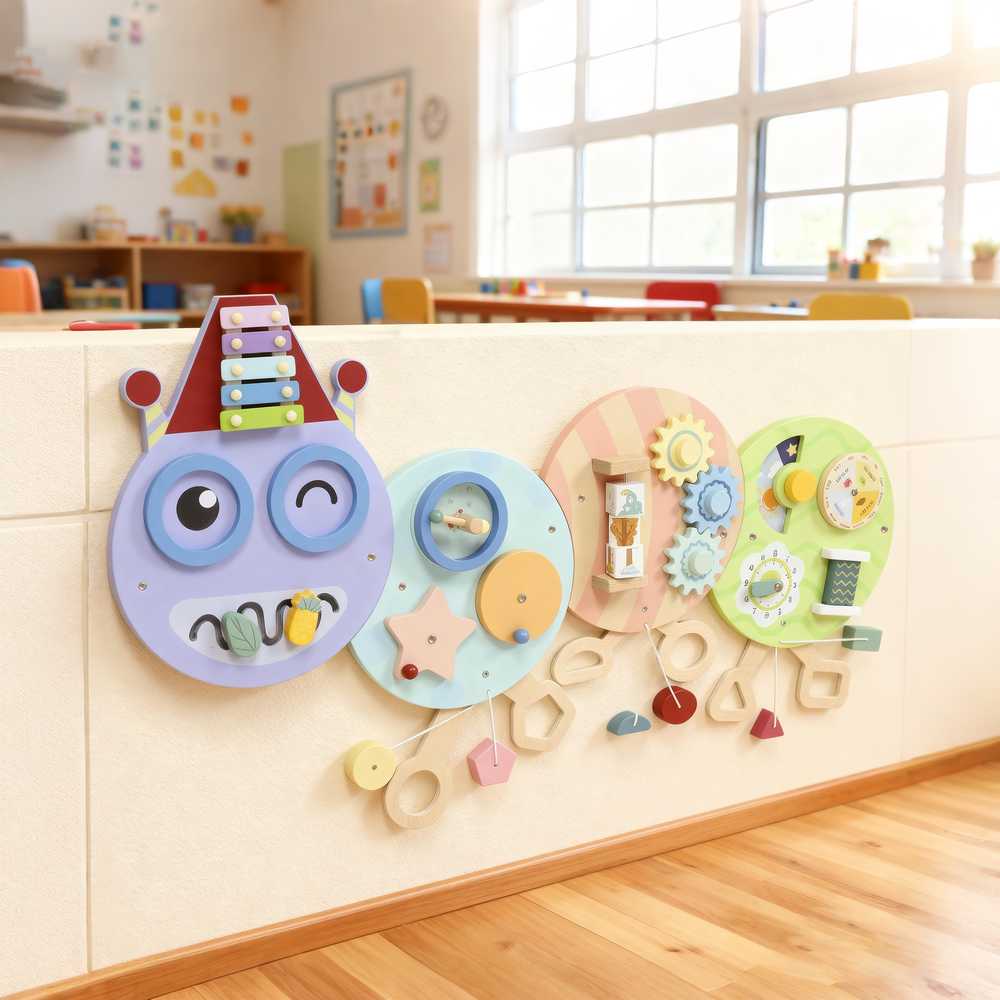 Aosom Montessori užimtumo lenta 108x8x62 cm, daugiaspalvė, MDF