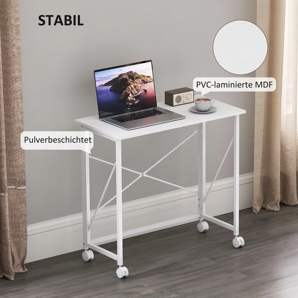 Aosom Rašomasis stalas 80x40x75 cm Baltas Plieno Rėmas