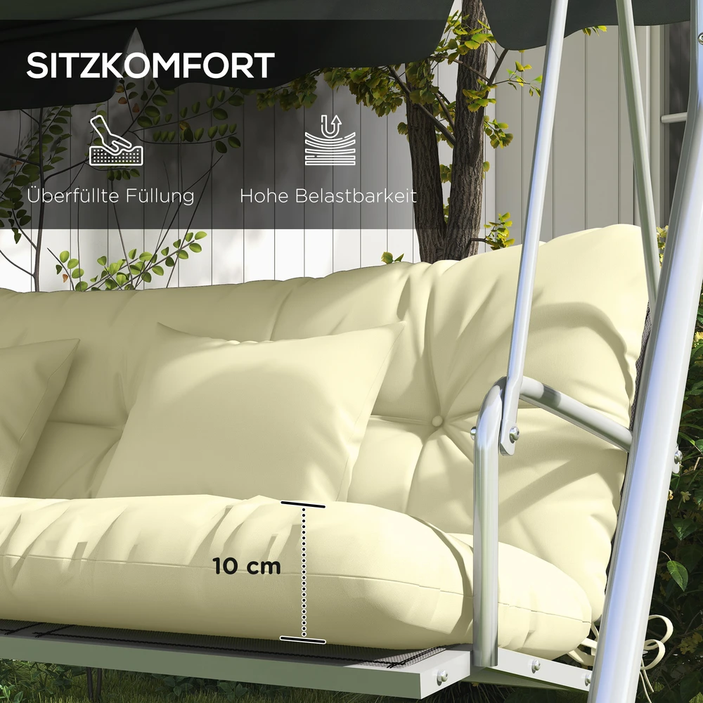Aosom Sėdynės pagalvėlių rinkinys 150x50x10 cm Kremas Poliesteris