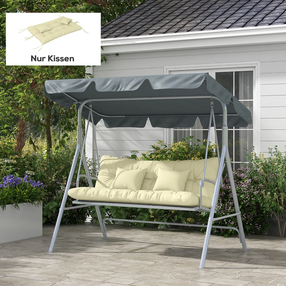 Aosom Sėdynės pagalvėlių rinkinys 150x50x10 cm Kremas Poliesteris