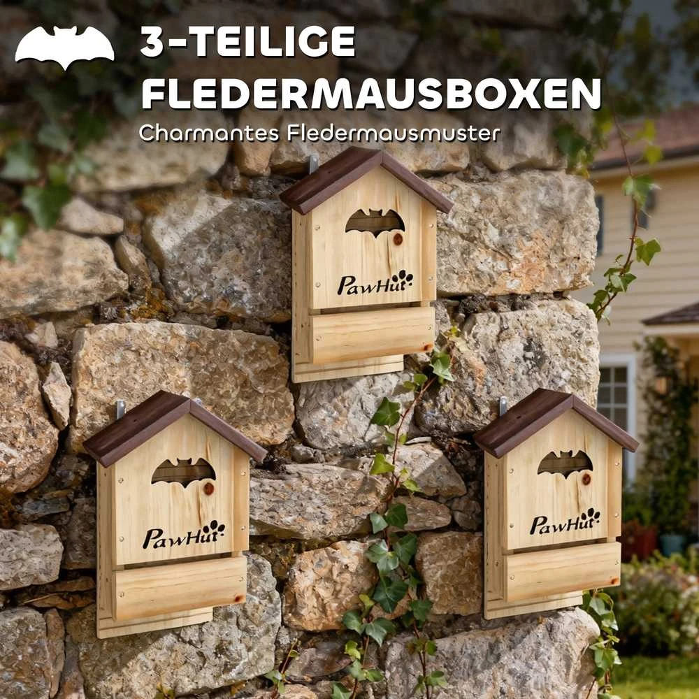 Aosom Šikšnosparnių namelio rinkinys, 21,5x11,5x34 cm, ruda, mediena