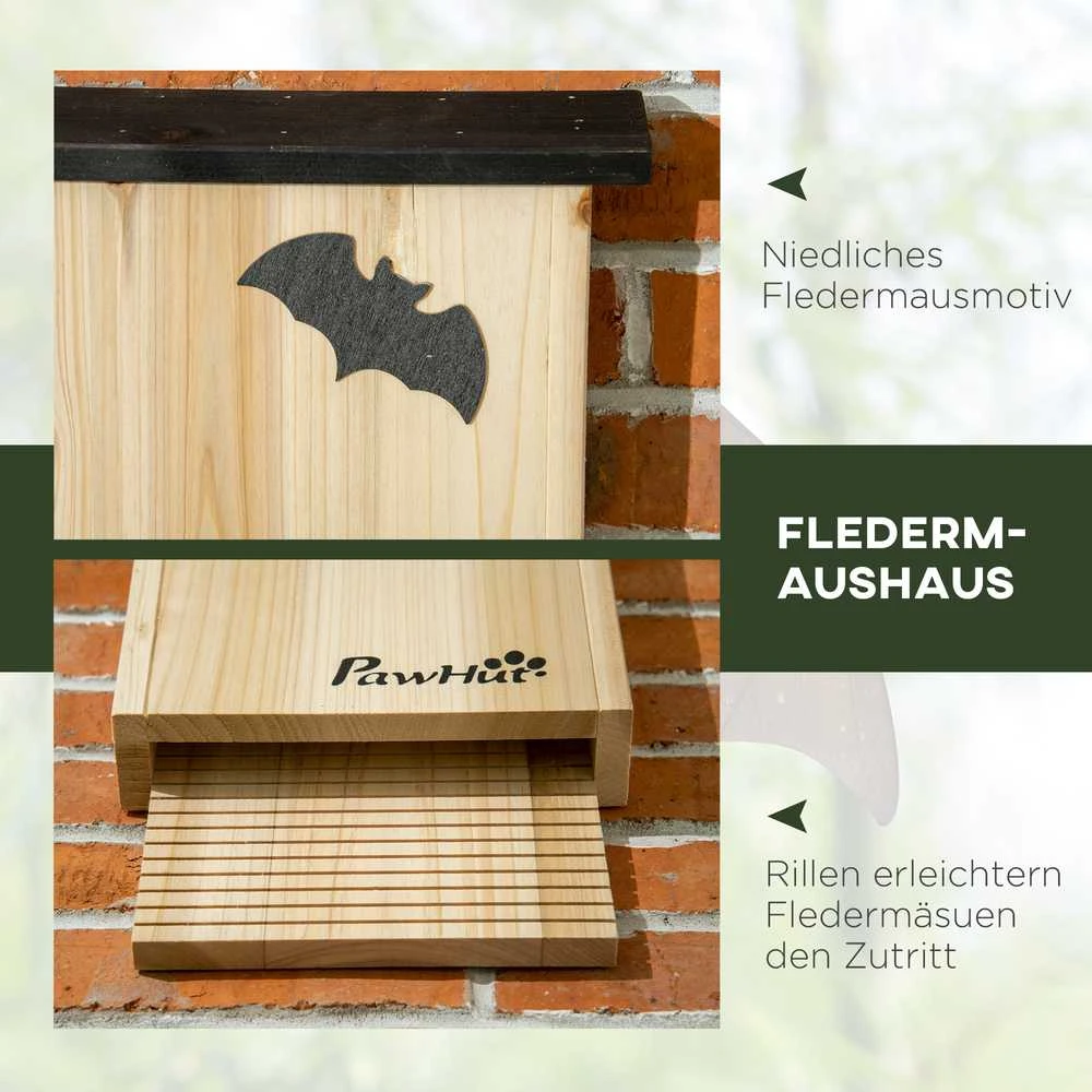 Aosom Šikšnosparnių namelių rinkinys, 3 dalys, 25x6x37,5 cm, natūralus, medis