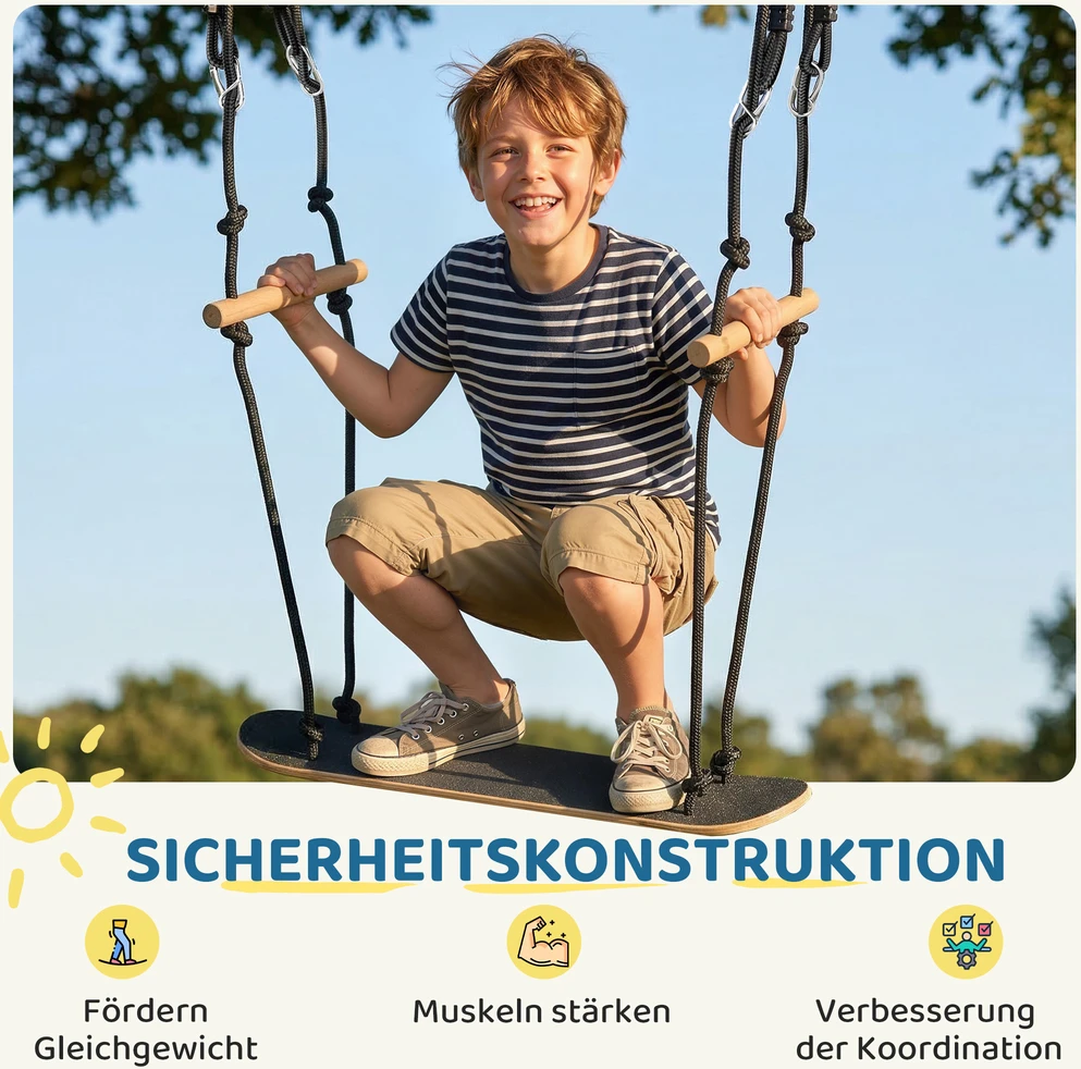 Aosom Skateboard Swing 79x40x180 cm Juoda
