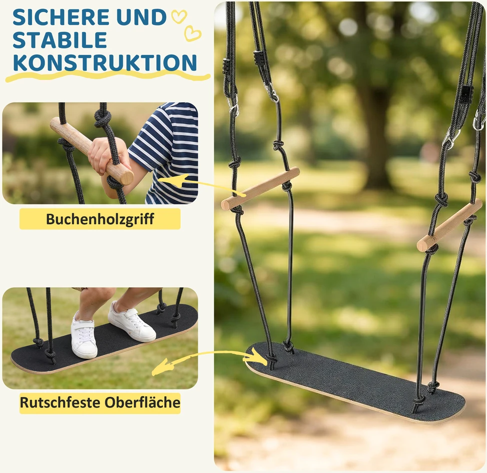 Aosom Skateboard Swing 79x40x180 cm Juoda