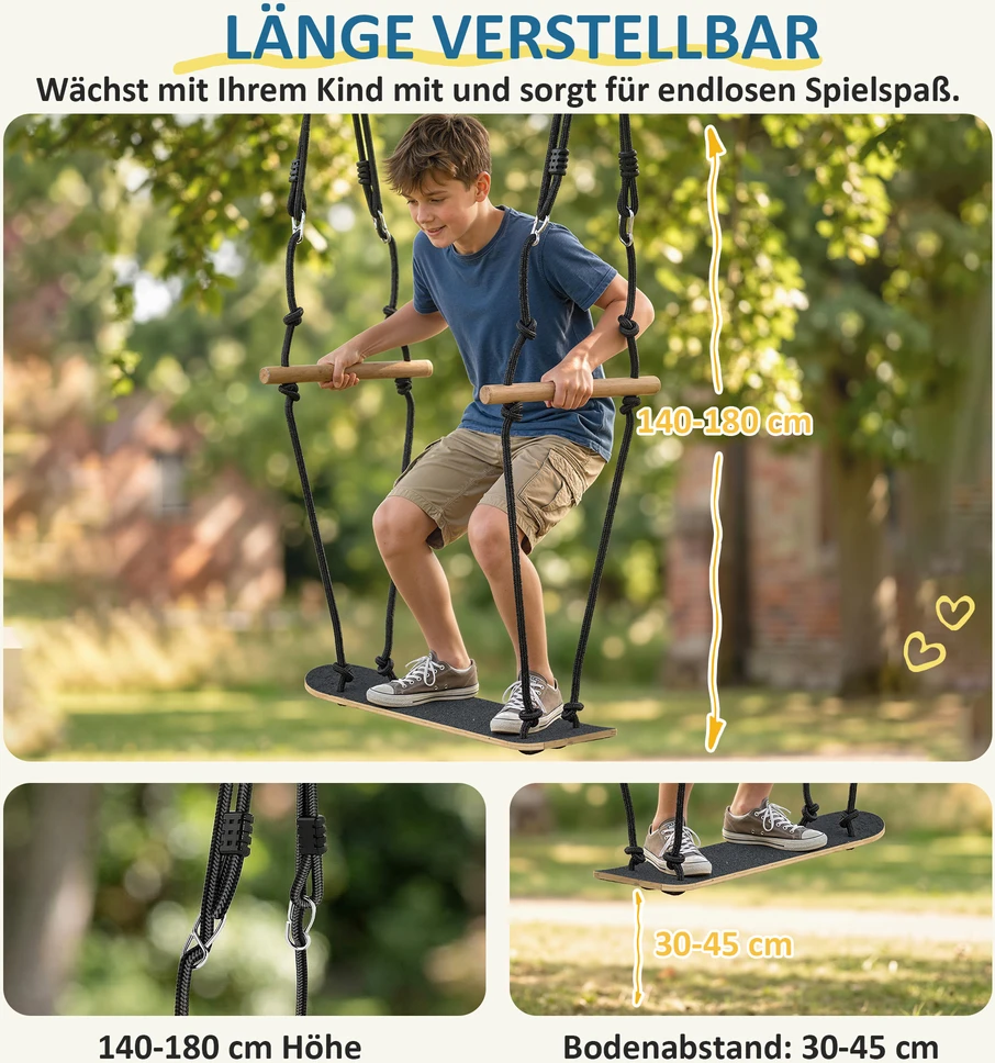 Aosom Skateboard Swing 79x40x180 cm Juoda