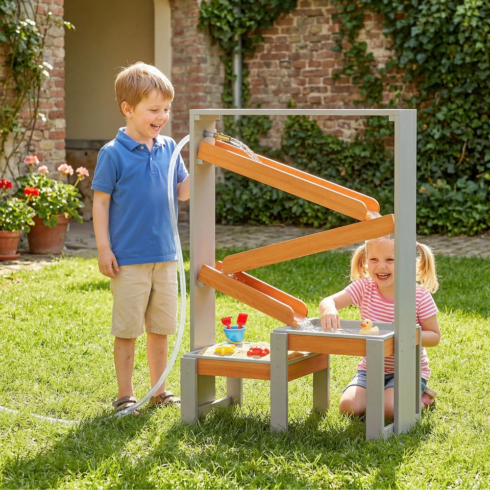 Aosom Smėlio ir vandens žaidimų stalas 75x34,5x105 cm Pilka mediena