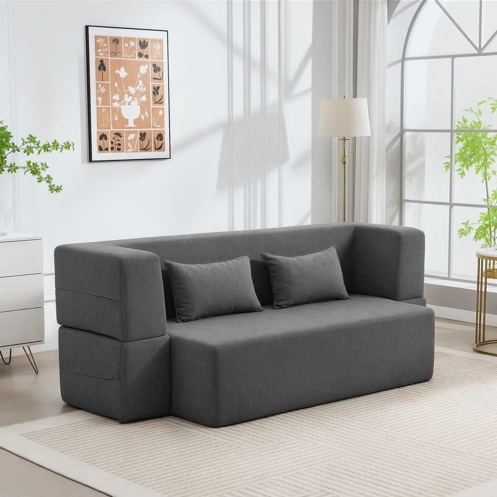 Aosom Sofa-lova, 2 vietų, porolonas, 203x95x75 cm, pilka, audinys