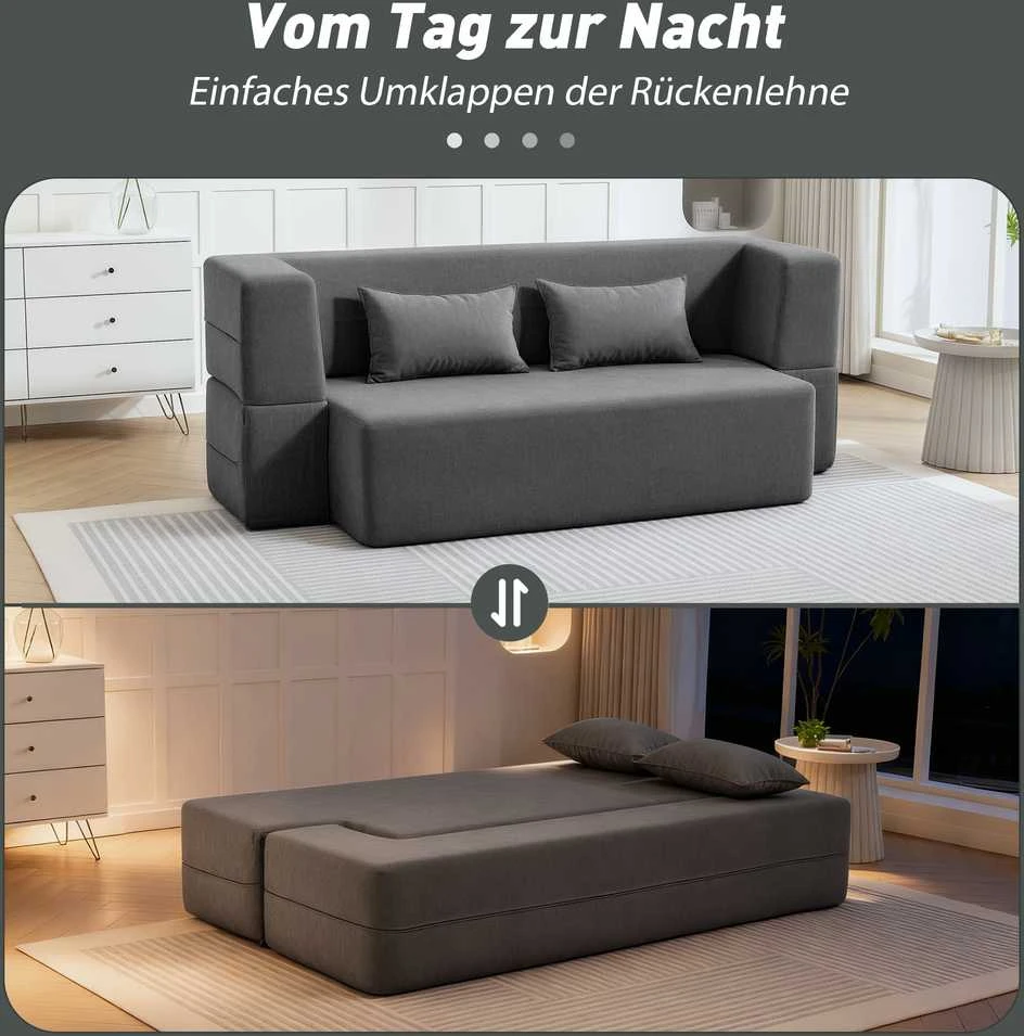 Aosom Sofa-lova, 2 vietų, porolonas, 203x95x75 cm, pilka, audinys