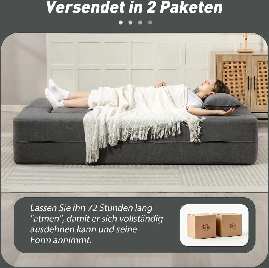 Aosom Sofa-lova, 2 vietų, porolonas, 203x95x75 cm, pilka, audinys