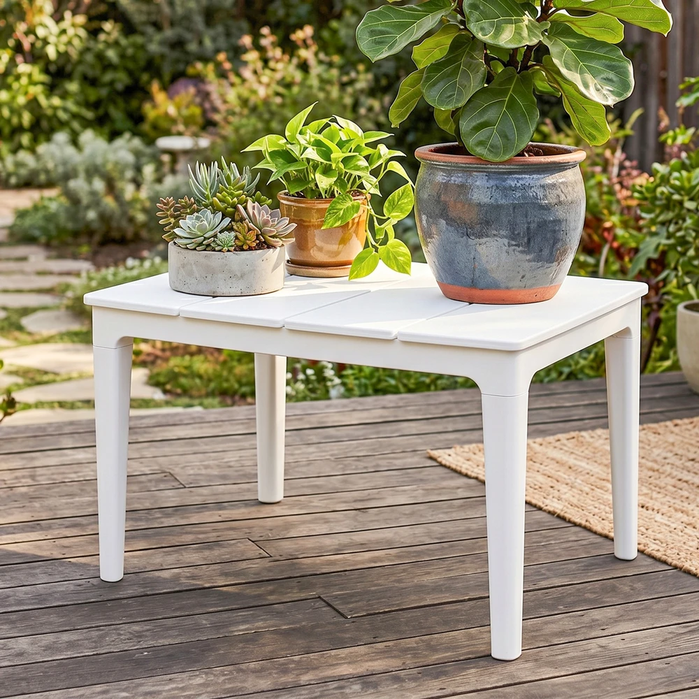 Aosom Šoninis staliukas 70x53x39 cm Baltas plastikas