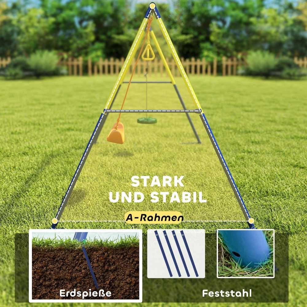 Aosom Sūpynių rinkinys, 3-in-1 vaikų sūpynės, 285x160x181 cm, įvairiaspalvė, plienas