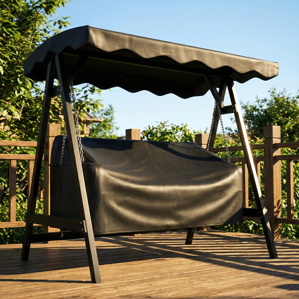 Aosom Swing uždangalas 185x76x81 cm Juodas Vandeniui atsparus audinys