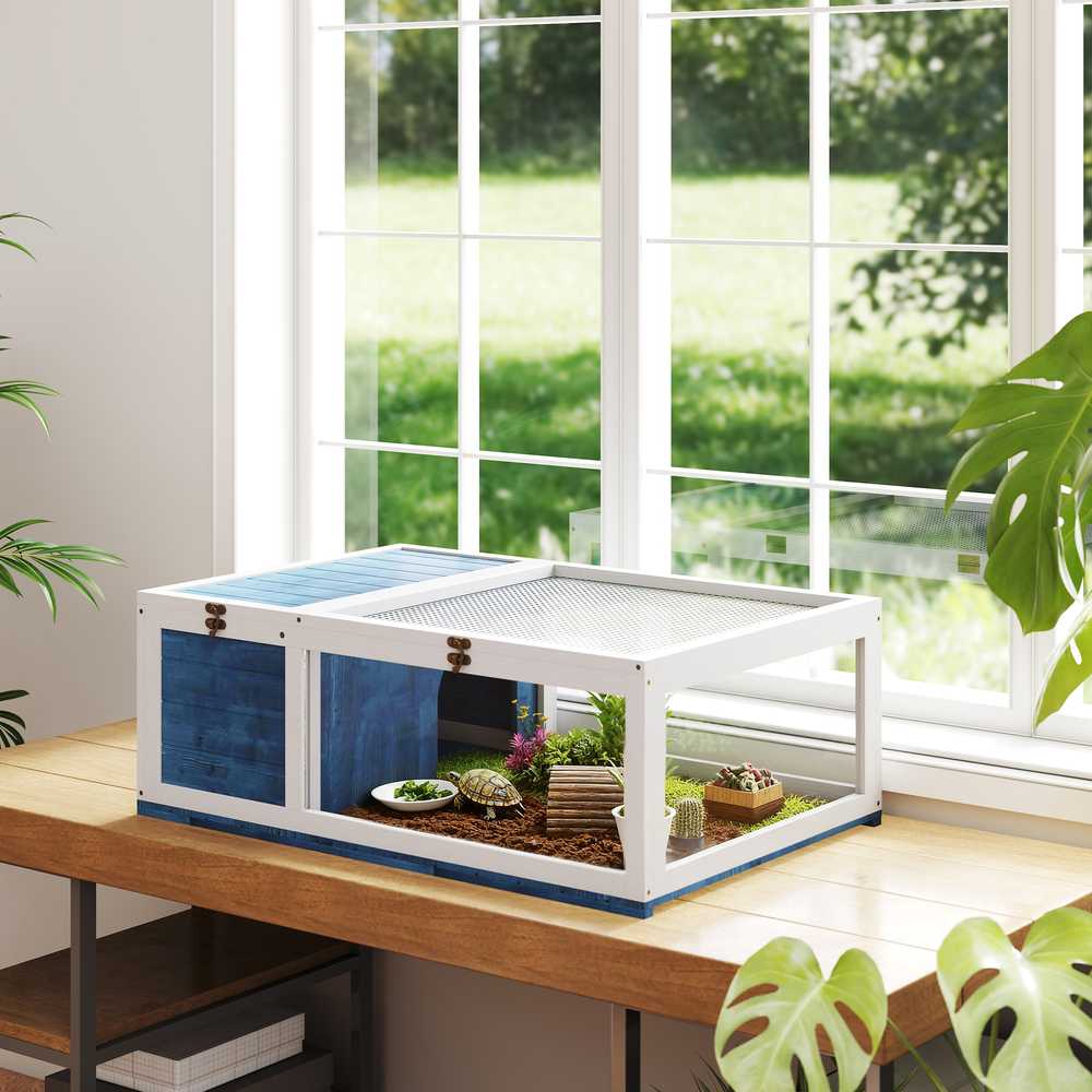 Aosom Vėžlio namelis, 91x60.5x32 cm, mėlynas, medinis