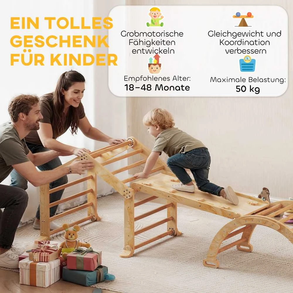 Aosom Vidaus laipiojimo rėmas, 100x52,5x48 cm, natūralus, medinis