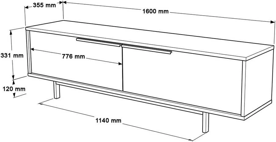 TV staliukas Asir Lentyna, On1-Su, 160x45.1x35.5 cm, Balta.