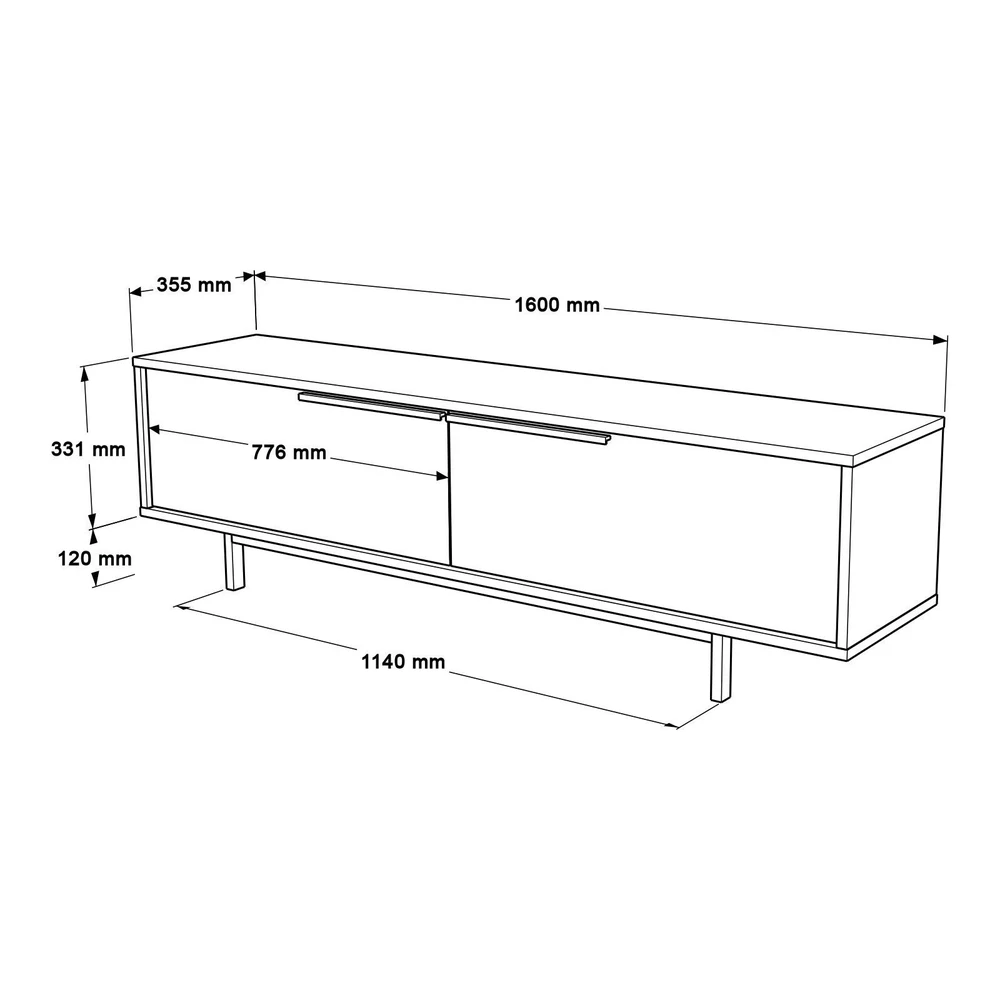 TV staliukas Asir Lentyna, On1-Su, 160x45.1x35.5 cm, Balta.