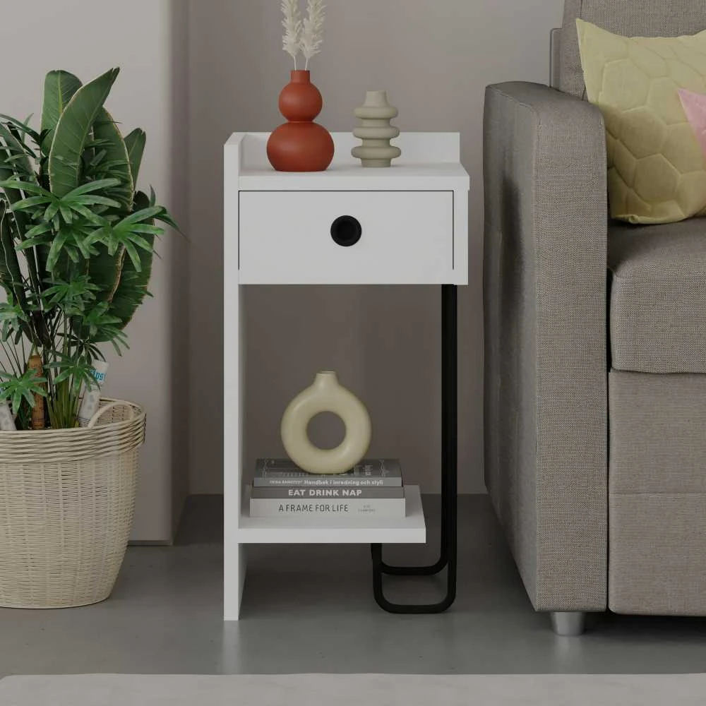 Asir Kalune Design Naktinis staliukas Sirius Left - Baltas v2