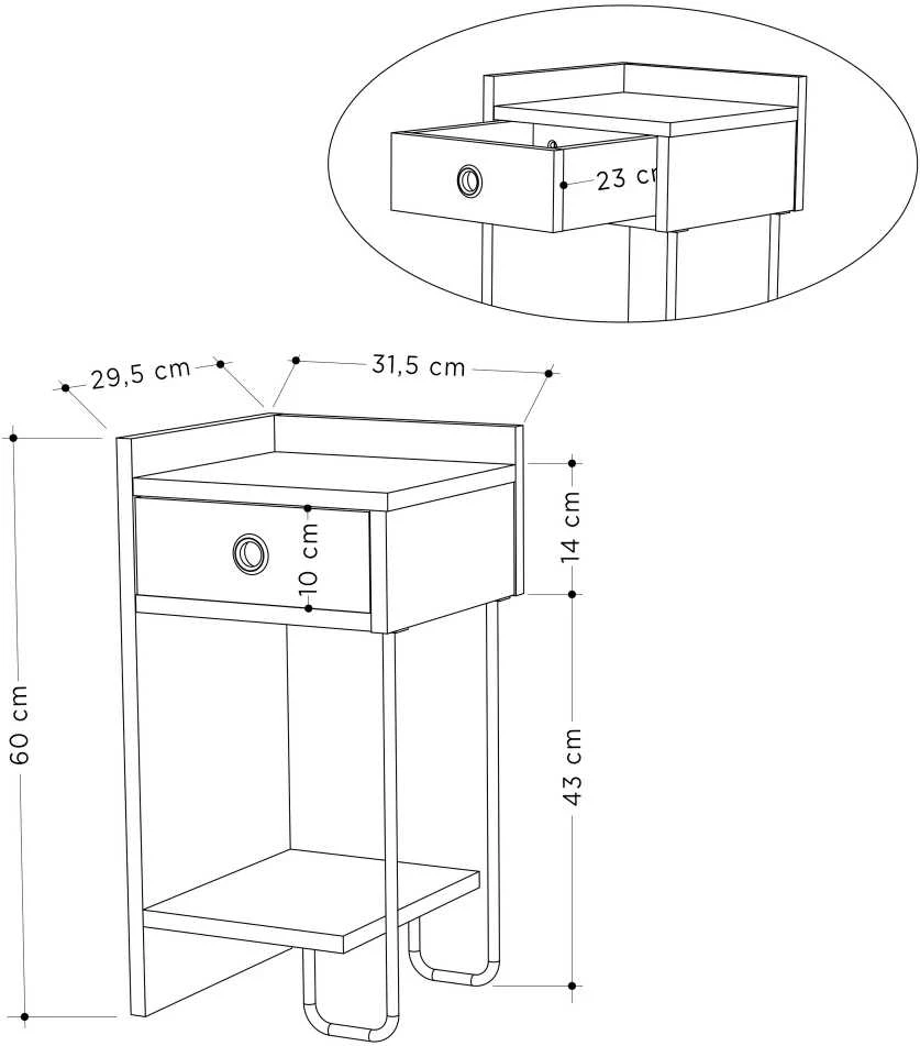 Asir Kalune Design Naktinis staliukas Sirius Left - Baltas v2