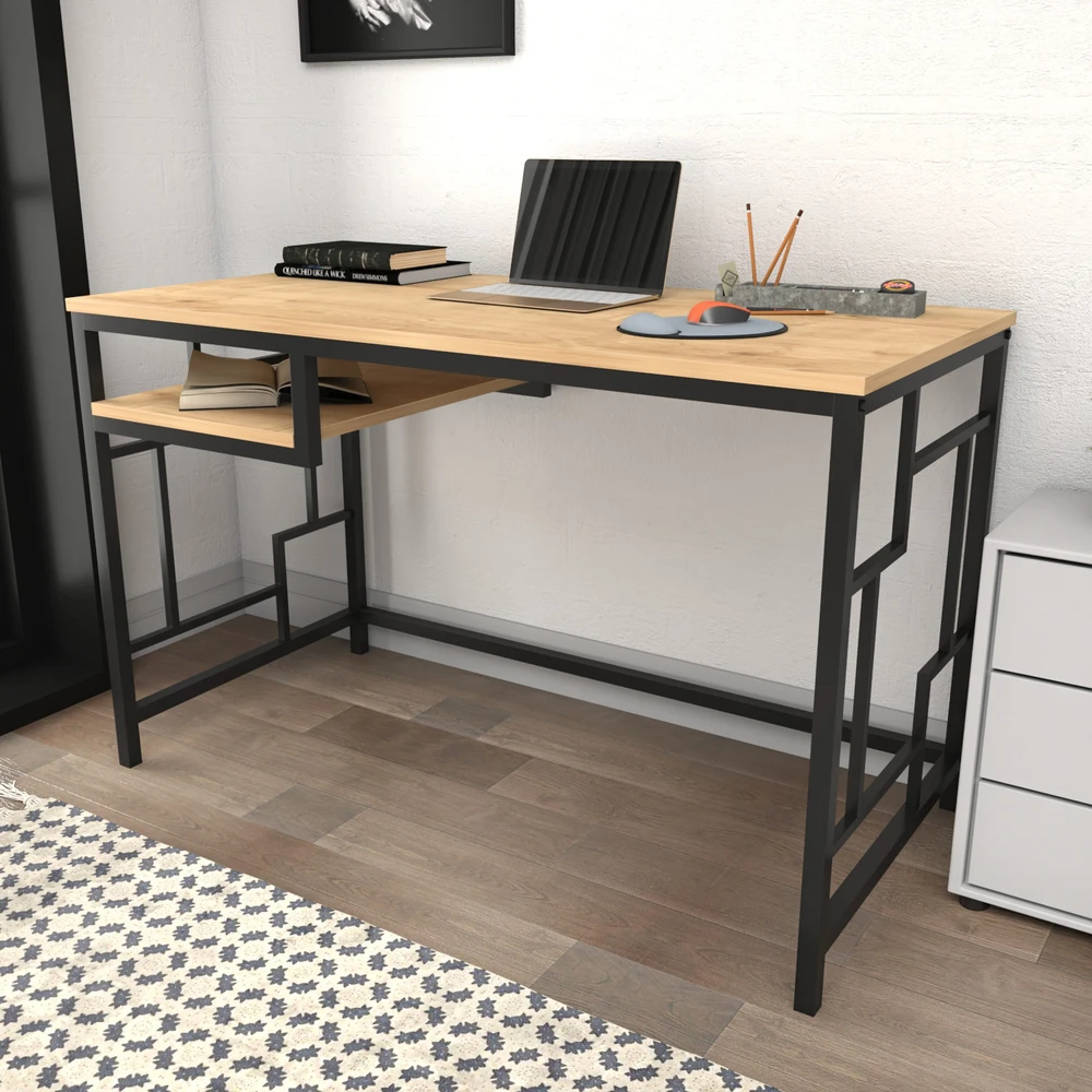Asir Kalune Design Darbo stalas Kennesaw - Juodas, Oak