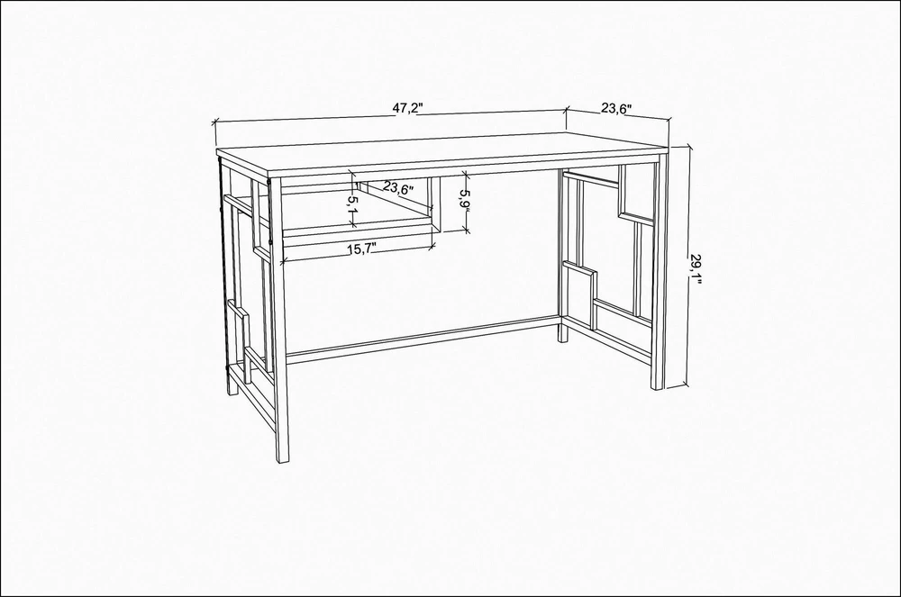 Asir Kalune Design Darbo stalas Kennesaw - Juodas, Oak