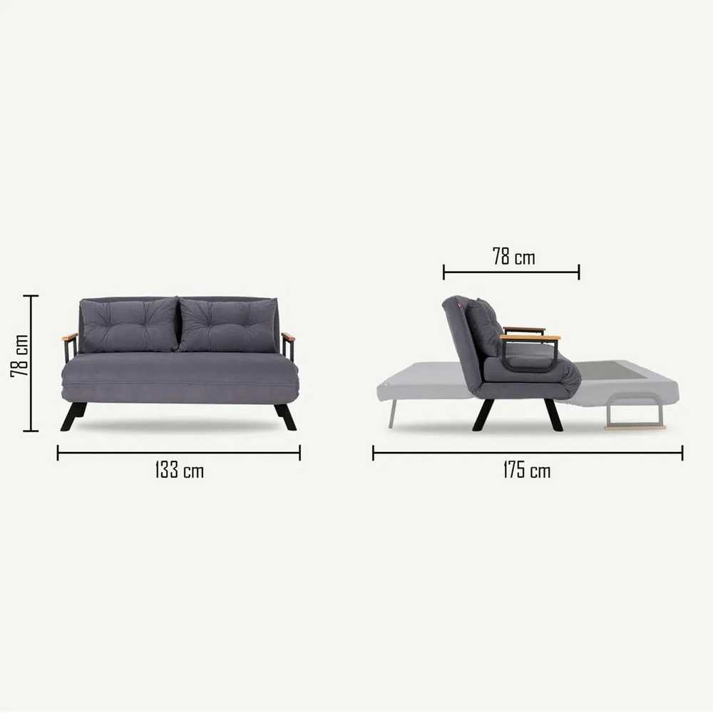 Hanah Home 2 vietų sofa-lova Sando 2-Seater - Juodas