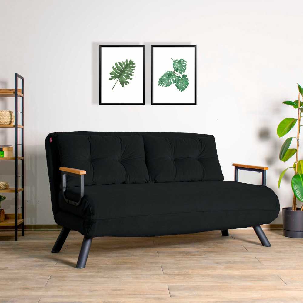Hanah Home 2 vietų sofa-lova Sando 2-Seater - Juodas