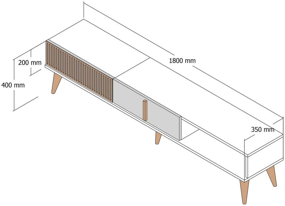 TV staliukas Kalune Design Televizoriaus stovas Milan Alt - Walnut, Baltas