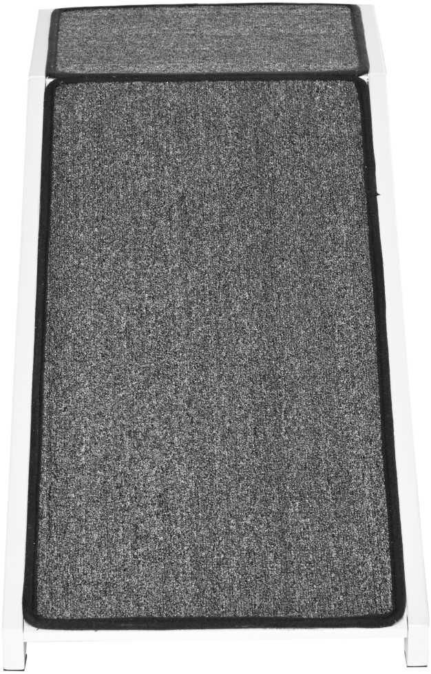 PawHut naminių gyvūnėlių rampa su neslidžiu kilimėliu, šunų laiptai, skirta šunims iki 30 kg, pušies mediena, poliesteris, balta/pilka, 125 x 40 x 35,5 cm