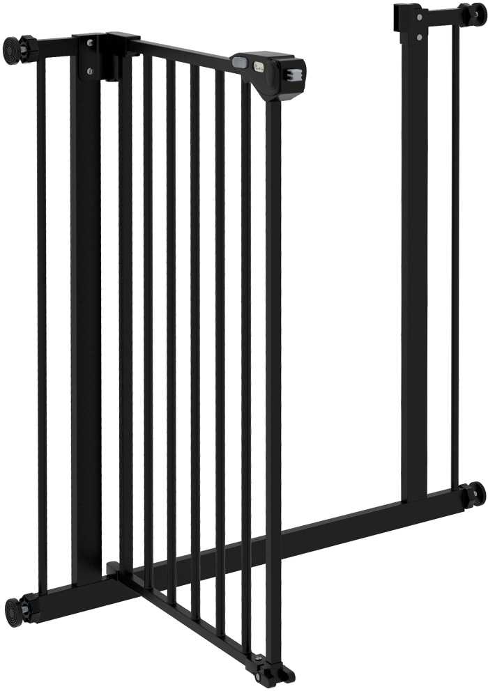 PawHut apsauginiai varteliai šunims, 74-80 cm, durų ir laiptų užtvara su prailginimais, be gręžimo, metaliniai, juodi