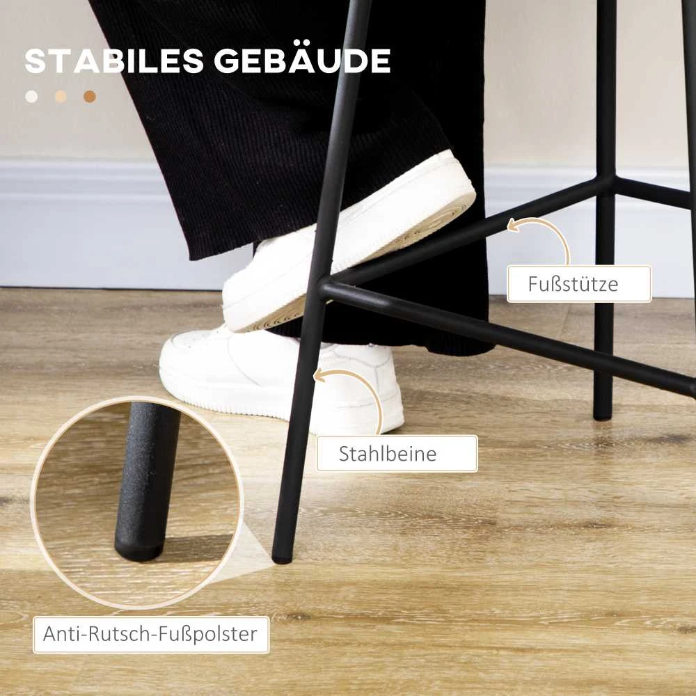 HOMCOM baro kėdės, 2 vnt., pintos išvaizdos baro kėdė, pusbario kėdė su atlošu, boho stiliaus virtuvės kėdė, baro kėdės, virtuvė, plienas, geltona