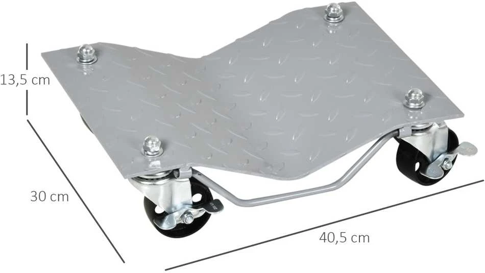 DURHAND automobilio vežimėliai (2 vnt.), manevravimo pagalbinė priemonė ratų keitimui, domkratas su 4 ratukais, pilkas, 40,5x30x13,5 cm