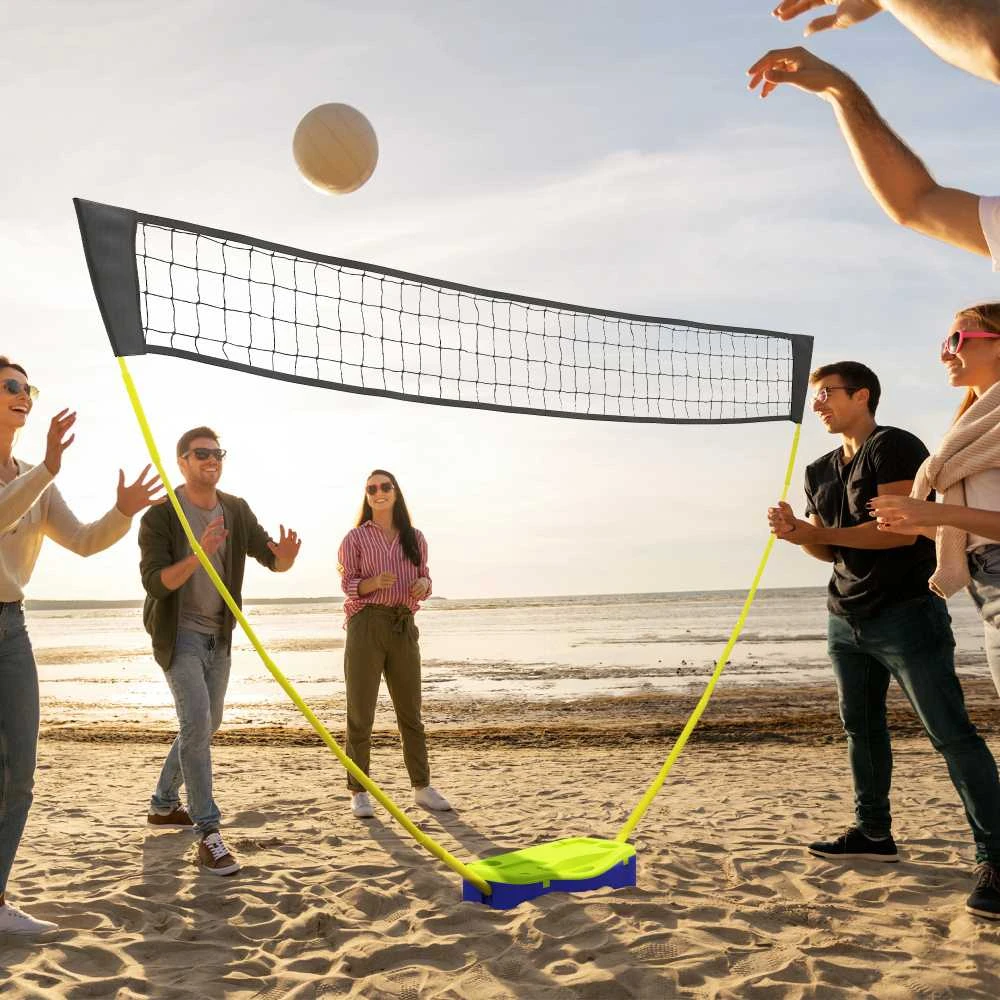 SPORTNOW 2-in-1 badmintono rinkinys, badmintono tinklas su stovu, tinklinio tinklas, reguliuojamas, su krepšiu nešiojimui, skirtas naudoti lauke ir viduje
