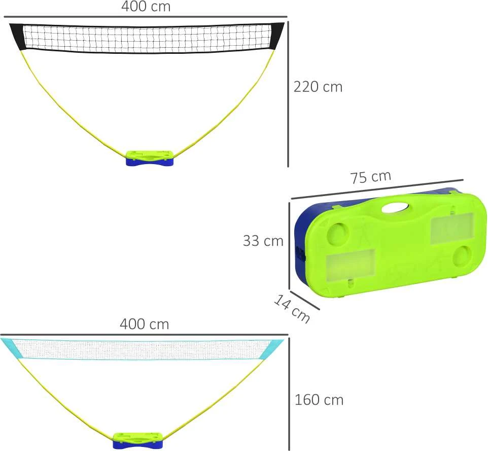 SPORTNOW 2-in-1 badmintono rinkinys, badmintono tinklas su stovu, tinklinio tinklas, reguliuojamas, su krepšiu nešiojimui, skirtas naudoti lauke ir viduje
