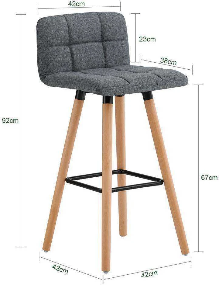 SoBuy, 2 x baro kėdės, baro kėdė su kojų atrama, išbandyta iki 90 kg, pilka, FST50-DGx2