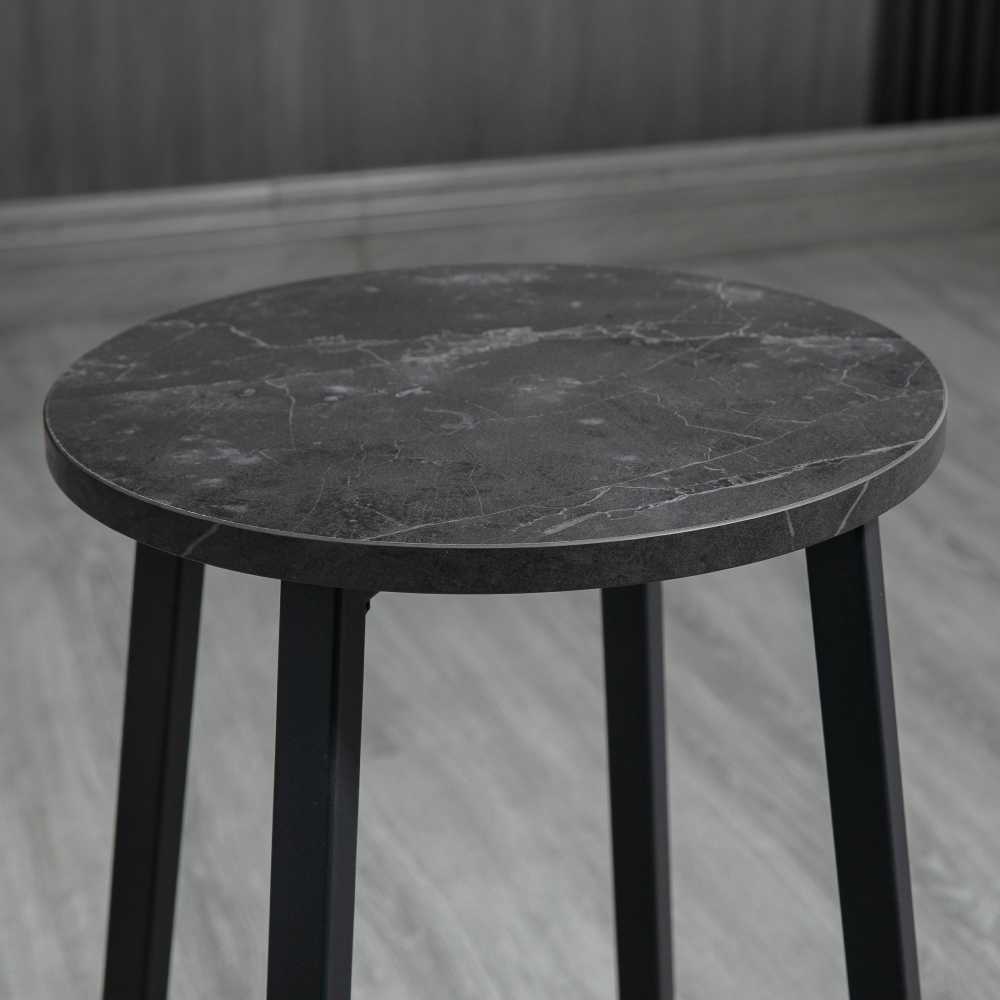 HOMCOM baro stalo ir kėdžių komplektas, 3 dalių baro komplektas, valgomasis stalas su 2 baro kėdėmis, valgomojo komplektas, baro stalas, virtuvės stalas, plienas, baltas, juodas