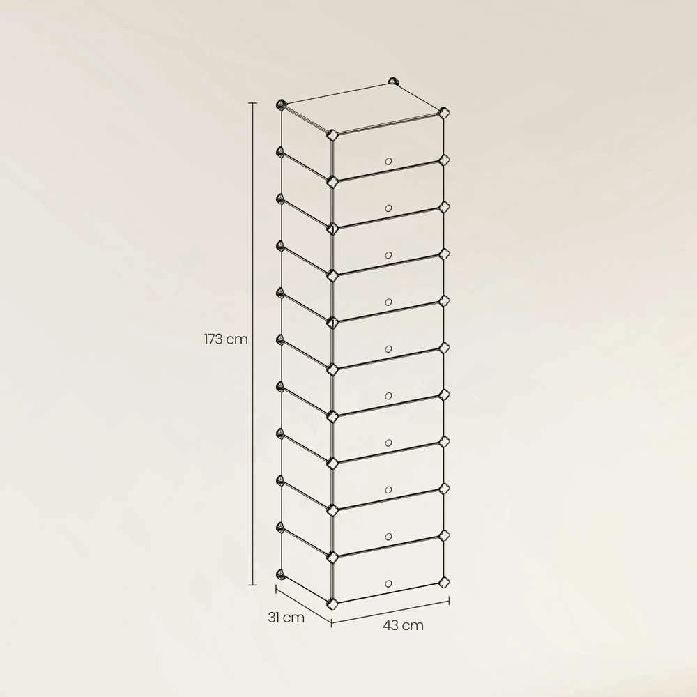 SONGMICS modulinė lentyna su 10 skyrių, juoda, 173 cm