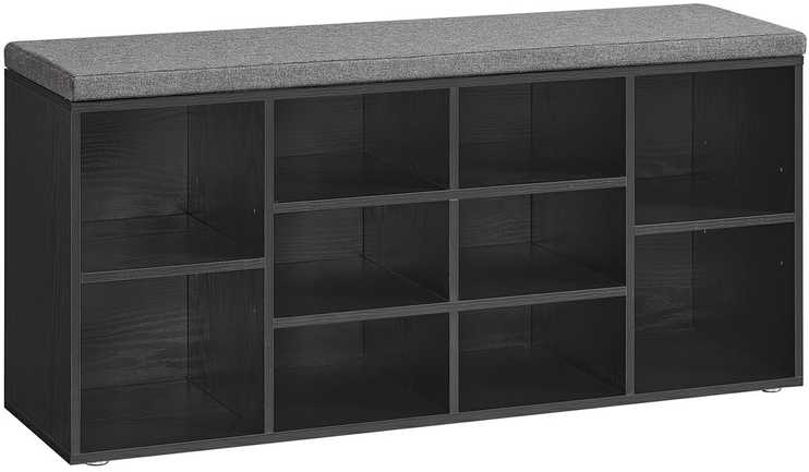 Vasagle Batų lentyna su sėdyne 30 x 104 x 48 cm juodmedžio juoda