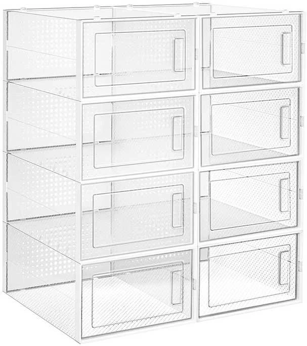 Songmics Batų dėžė, 33.3x23x14 cm, skaidri balta
