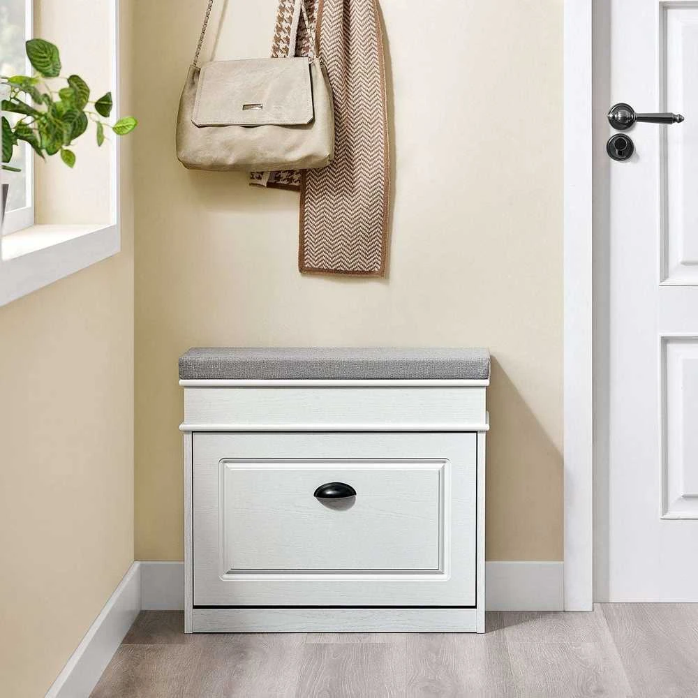 Batų laikymo suoliukas, SoBuy FSR82-K-WG, 61x24x51 cm, smėlio baltumo