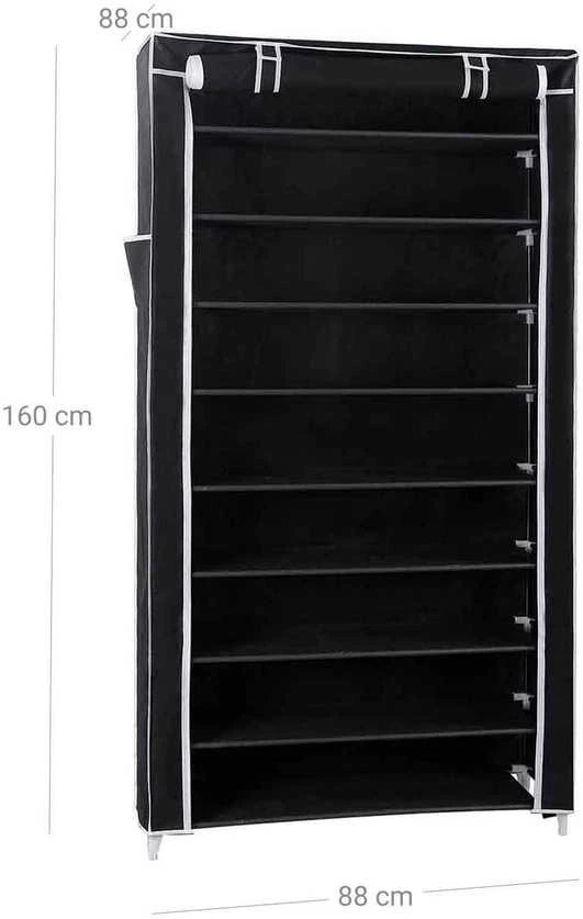 Songmics Batų stovas su dangčiu 88 cm, juodas