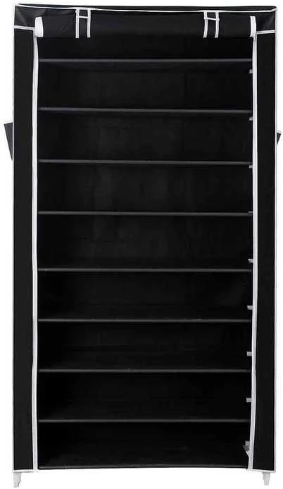 Songmics Batų stovas su dangčiu 88 cm, juodas