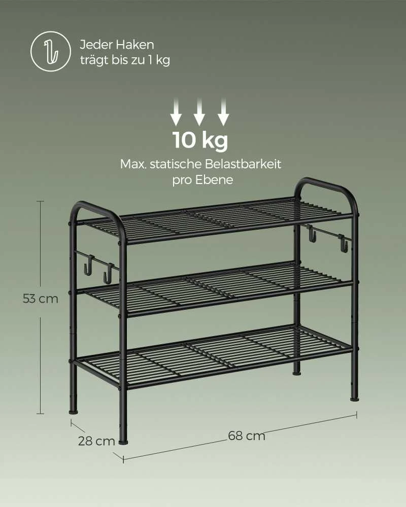 Songmics Batų lentyna su 3 lentynomis, 28 × 68 × 53 cm
