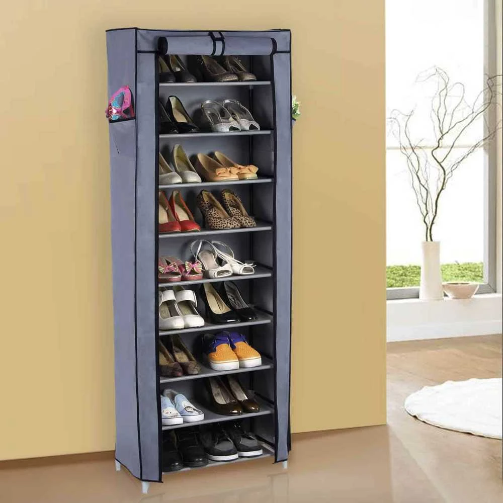 Songmics Batų stovas su dangčiu 58 cm Pilka