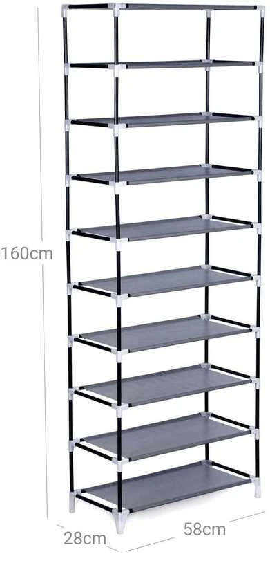 Songmics Batų stovas su dangčiu 58 cm Pilka