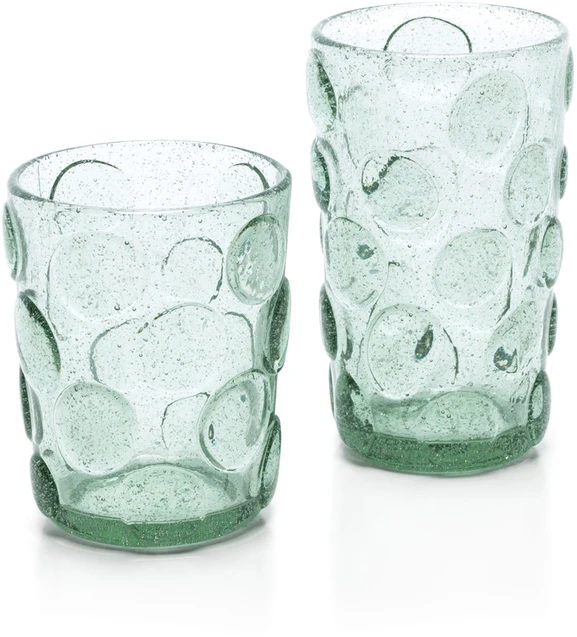 Bazaar Aukšta stiklinė The Frosted Dot 8x8x13.5 cm Aqua, perdirbtas stiklas
