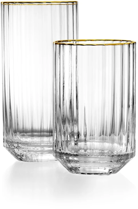 Bazaar Aukštas stiklinis taurė The Golden Sip 6,7x6,7x14 cm auksinė, perdirbtas stiklas