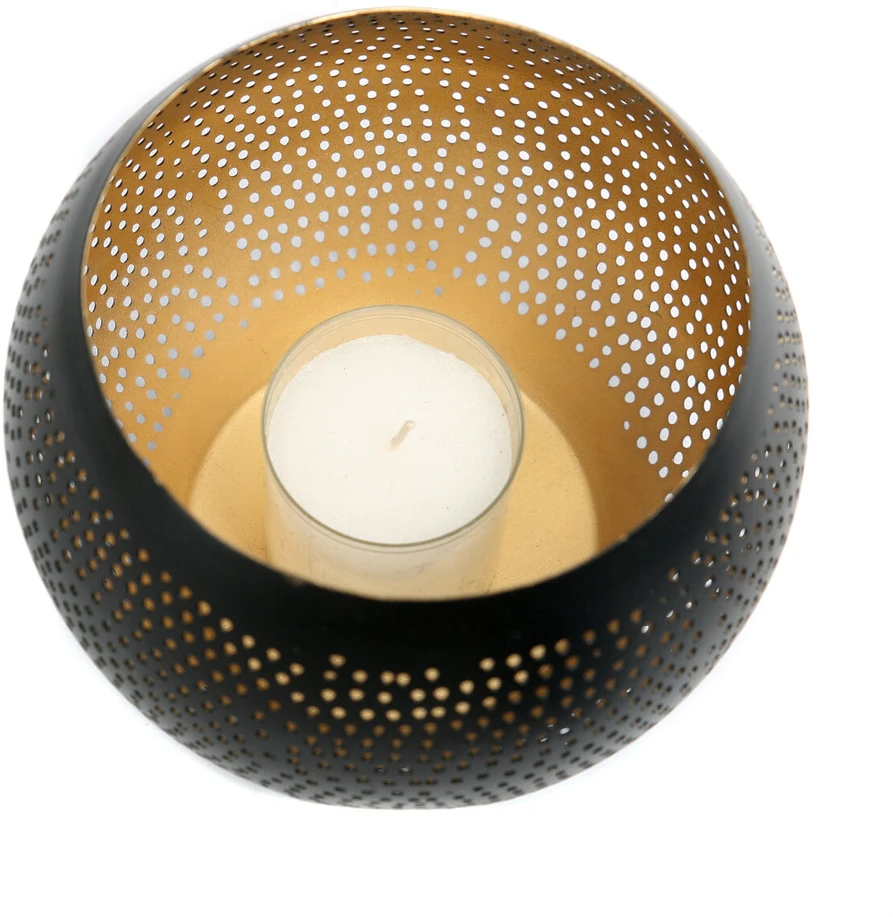 Bazaar Dekoratyvinis rutulys, The Pierced Ball, 12x12x15 cm, juodai auksinis, žalvaris